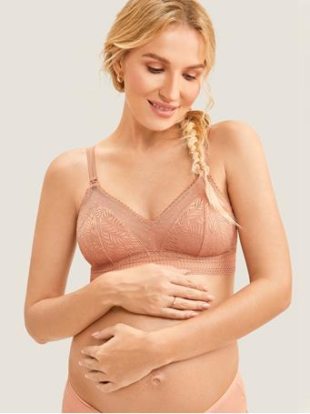 MOMANDA - Double-Strap Nursing Bralette CREAM COFFEE