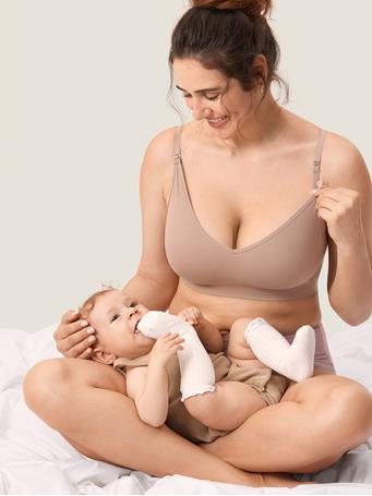 MOMANDA - Seamless Soft Knit Nursing Bra COCOA BEIGE
