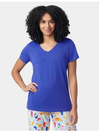 HUE - Short Sleeve V - Neck Sleep Tee BLUEBERRY