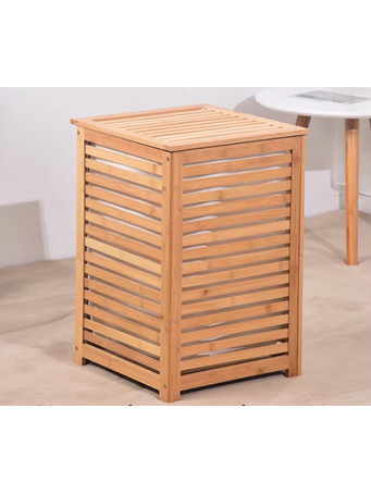 CONTAINED - Bamboo Slatted Hamper NATURAL