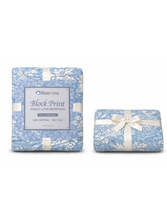 MARINER HOME - Chinoserie Single Layer Cotton Bedspread BLUE