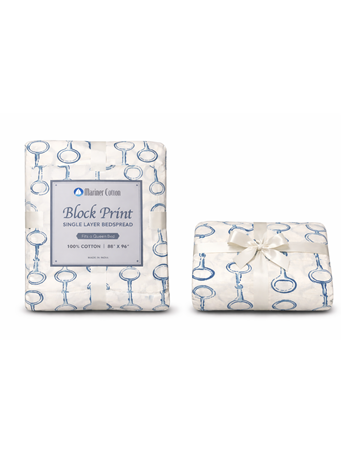 MARINER HOME - Stirrups Single Layer Cotton Bedspread BLUE