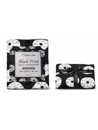 MARINER HOME - Tie Dye Black White Single Layer Cotton Bedspread BLACK