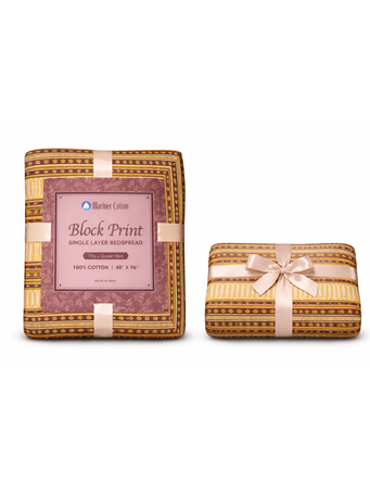 MARINER HOME - Natural Print Single Layer Cotton Bedspread NATURAL