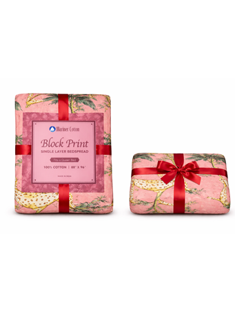 MARINER HOME - Coral Safari Print Single Layer Cotton Bedspread CORAL