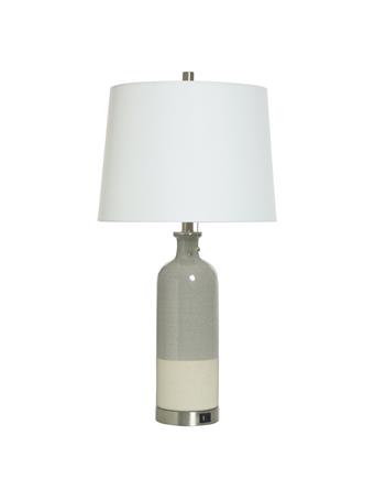 STYLECRAFT LAMPS - Ceramic Table Lamp with Type A & C USB Port Metal Base GREY BLUE