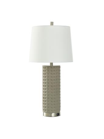 STYLECRAFT LAMPS - Cast Resin Table Lamp with Type A & C USB Port Metal Base TAUPE