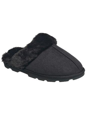 ORLY SHOES - Closed Toe Fur Brand Slipper BLACK