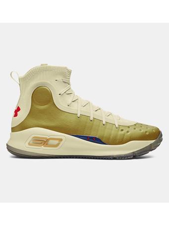 UNDER ARMOUR - Men's UA Curry 4 Retro Basketball Shoes LEMONICE/METALLICGOLD/RED