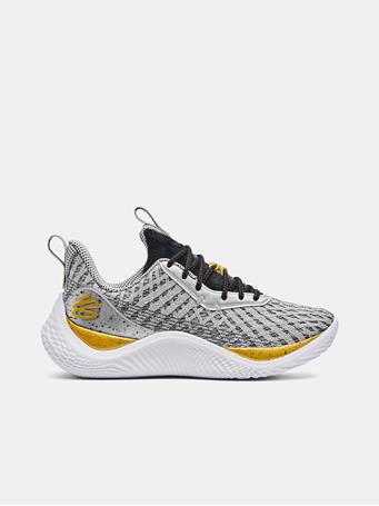 UNDER ARMOUR - Curry 10 Young Wolf Basketball Shoes MOD GRAY/BLACK/METALLIC GOLD