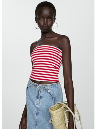 MANGO - Cotton Bandeau Top BRIGHT RED
