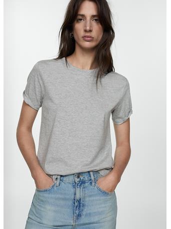 MANGO - Short-Sleeved Cotton T-Shirt MEDIUM GREY