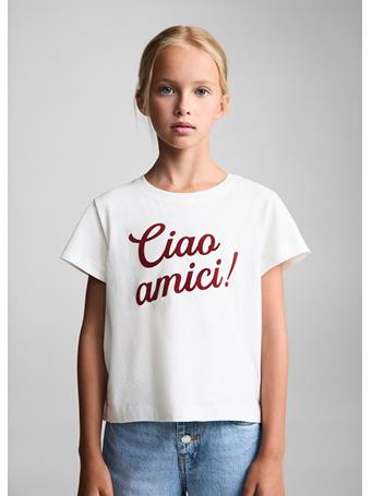 MANGO - Printed Cotton-blend T-shirt IVORY