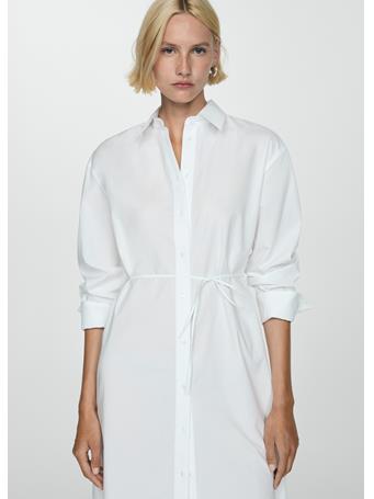 MANGO - Long Shirt With Bow WHITE