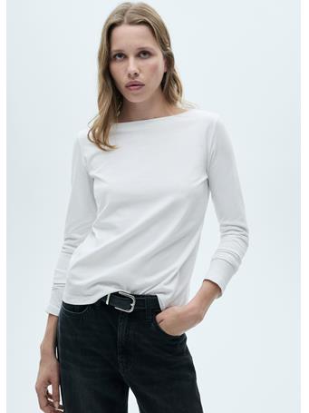 MANGO - Long-Sleeved Boat-Neck T-Shirt WHITE