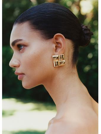 MANGO - Earrings With Geometric Relief GOLD