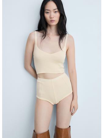 MANGO - Knitted Cropped Top NATURAL WHITE