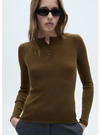 MANGO - Ribbed Sweater with Buttons MEDIUM BEIGE