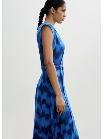 MANGO - Belt Printed Dress MEDIUM BLUE