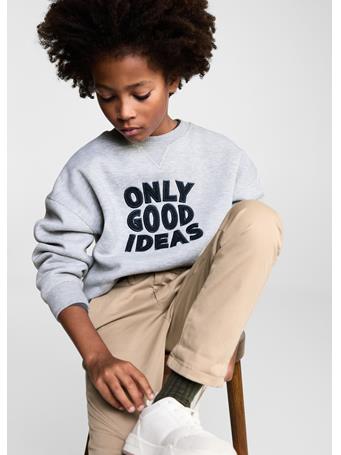 MANGO - Embroidered Detail Cotton Sweatshirt GRAY