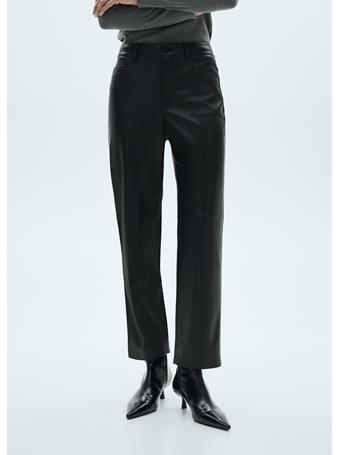 MANGO - Leather-Effect Straight Trousers BLACK