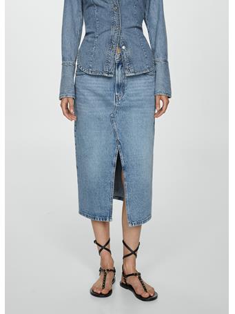 MANGO - Denim Midi-Skirt MEDIUM BLUE