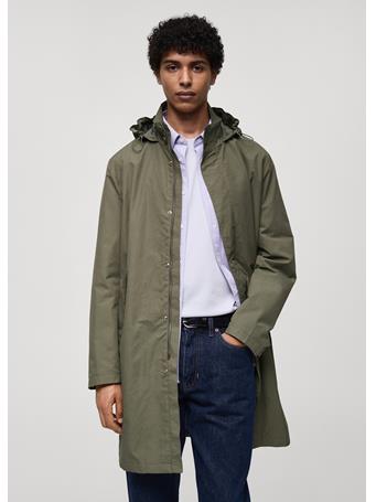 MANGO - Water-repellent Hooded Parka KHAKI