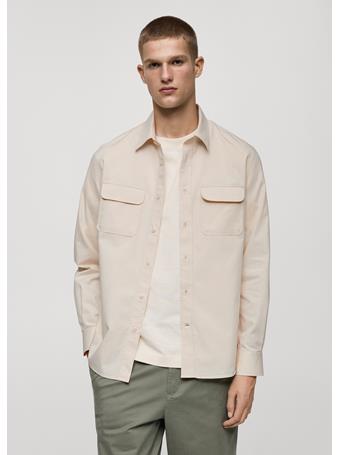 MANGO - Twill Cotton Overshirt With Pockets OFF WHITE