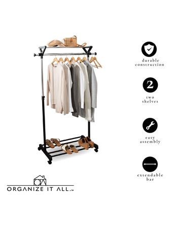 KENNEDY INTERNATIONAL - Adjustable Garment Rack with Shelf NO COLOR