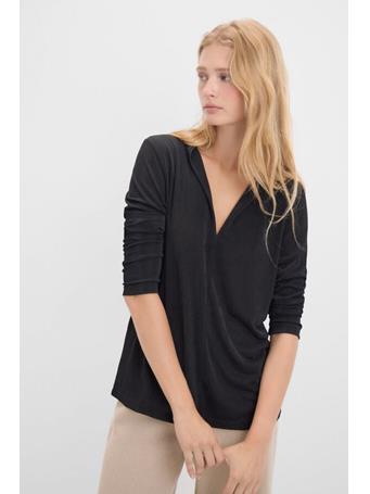 CORTEFIEL - Crepe Long Sleeve T-Shirt BLACK