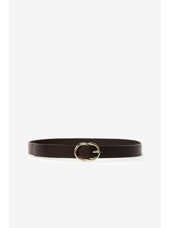 CORTEFIEL - Basic Double Buckle Belt DARK BROWN