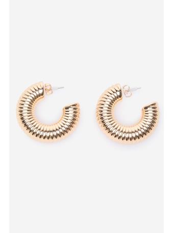 CORTEFIEL - Wavy Hoop Earring GOLD/MUSTARD