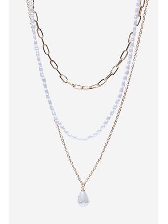 CORTEFIEL - Triple Pearl Necklace GOLD/MUSTARD