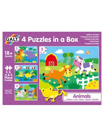 GALT TOYS - 4 Puzzles in a Box - Animals NO COLOR