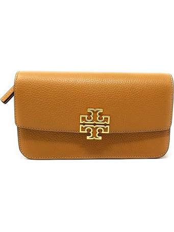TORY BURCH - Britten Leather Chain Wallet TIRAMISU