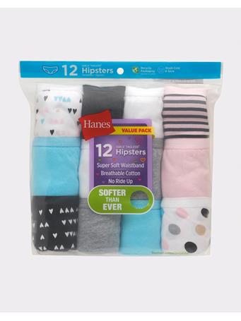 HANES - Girls' Tagless Hipster Underwear - 12-Pack ASST