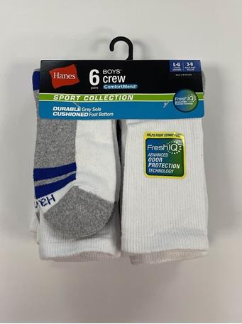 HANES - Boys Crew Socks NO COLOR