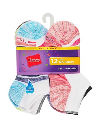 HANES - Cool Comfort Girls' Mesh No Show Socks - 12-Pairs ASST
