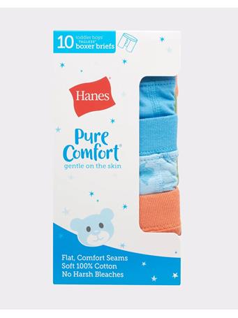 HANES - Toddler Boys' Pure Comfort Cotton Boxer Brief Underwear, Assorted - 10-Pack NO COLOR