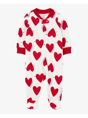 CARTER'S - Baby Valentine's Day Heart 2-Way Zip Cotton Sleep & Play Pajamas RED
