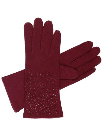V. FRAAS - Sparkle Embellished Wool Blend Knit Tech Glove BURGUNDY