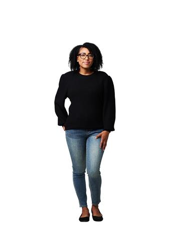 CYRUS - Yummy Ribbed Long Sleeve Half Mock Neck Pullover BLACK