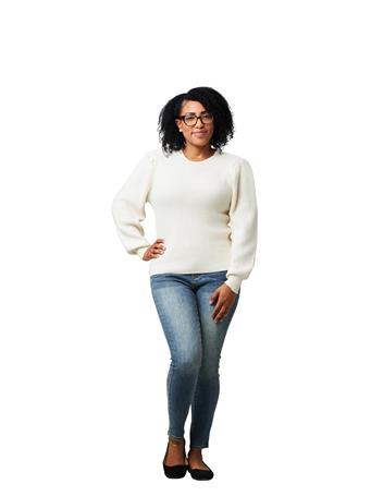 CYRUS - Yummy Ribbed Long Sleeve Half Mock Neck Pullover CREAM