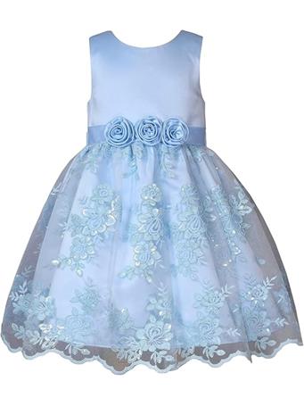 BONNIE JEAN - Embroidered Sequin Mikado Dress BLUE