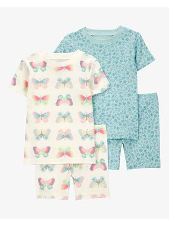 CARTER'S - Baby Butterfly Print Snug Fit 4-Piece Pajamas GREEN