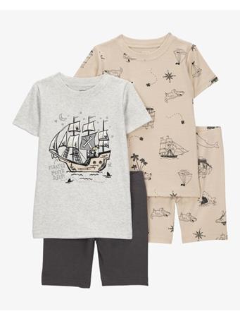 CARTER'S - Baby Pirate Print Snug Fit Cotton 4-Piece Pajamas GREY