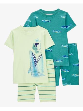 CARTER'S - Baby Shark Print Snug Fit Cotton 4-Piece Pajamas GREEN