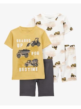 CARTER'S - Baby Construction Print Snug Fit Cotton 4-Piece Pajamas YELLOW