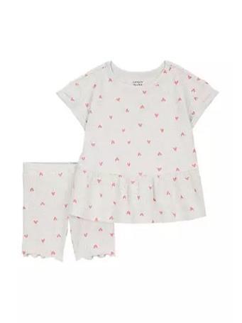 CARTER'S - Baby Girls Heart Printed Top and Shorts Set GREY