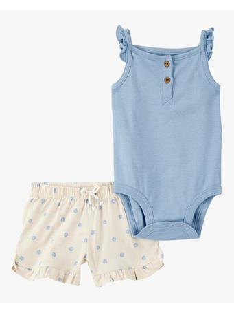 CARTER'S - Baby 2-Piece Tank Bodysuit & Shell Print Pull-On Short Set BLUE